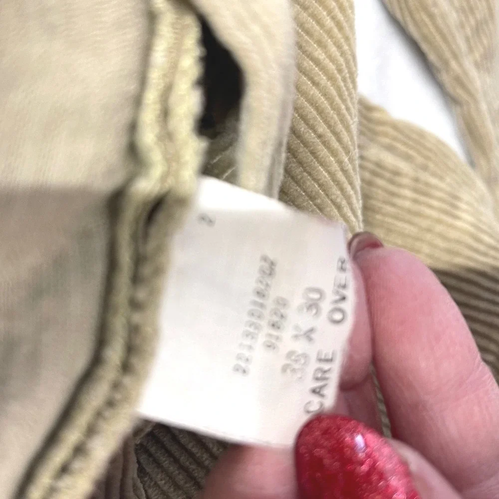 VTG Polo Ralph Lauren Corduroy Pleated Pants Tan Khaki Mens Size 38 x 30 Y2K‎